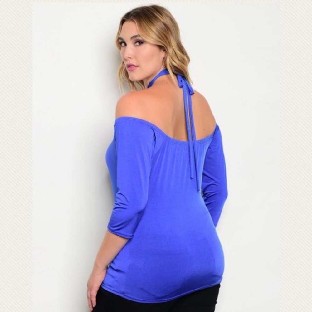 Blue Plus Size Stretchy Top - Picture 3 of 3